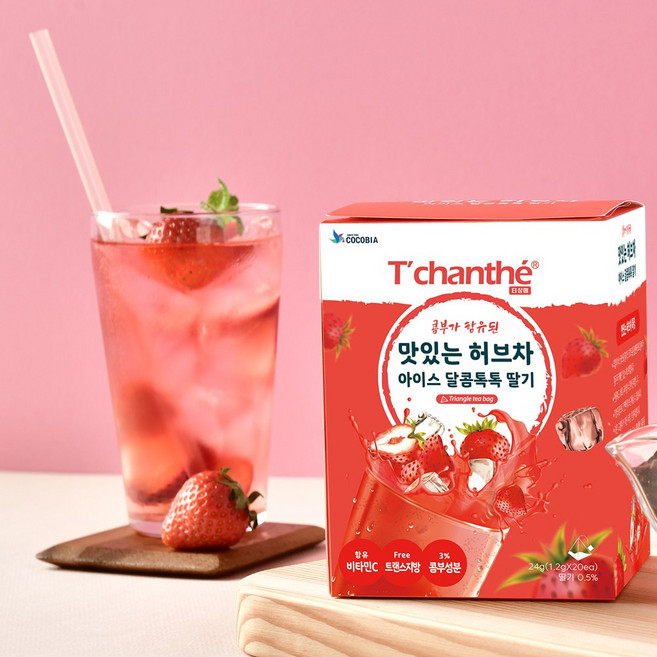 티샹떼 맛있는 허브차 20티백 아이스티 허브티 티백차 딸기맛 유자민트 벚꽃레몬, 달콤톡톡 딸기, 20개입, 1.2g, 1개, 1.2g