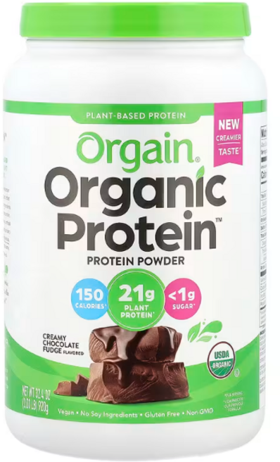 올게인 오가닉 프로틴 올게인 Orgain Organic Protein 파우더 식물성 크리미 초콜릿 퍼지 920g(2.03lbs) OGA-00317, 1개, 920g