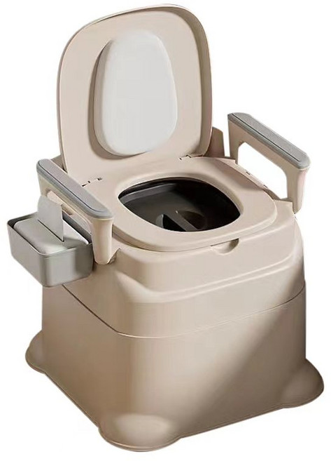 Garry 휴대용 이동식변기 분리형 노인용 좌변기 요강 캠핑용 간이 화장실 환자용 의료용, 1개, 카키색