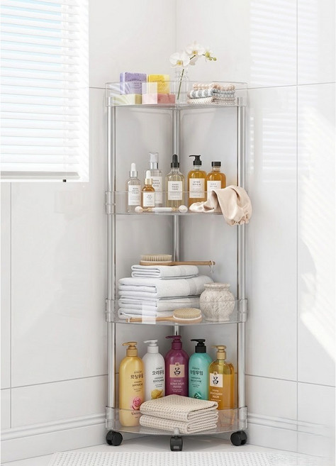 트위니아 무타공 다용도 욕실 코너 수납트레이, 1개, 투명