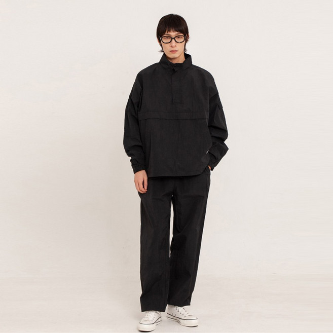 [꼼소넛] 하이넥 아노락 3-피스 풀 셋업 (블랙) CSOs-025 [남여공용]