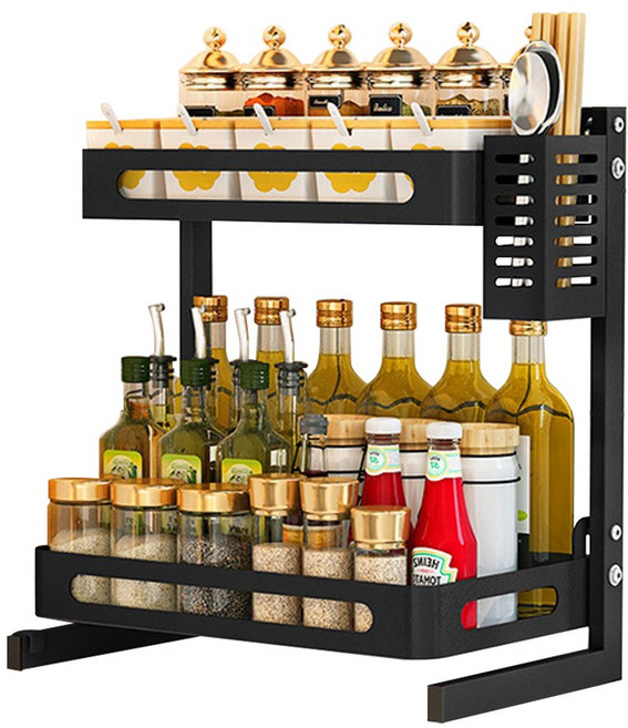 모칸도 주방 양념 정리대 다용도 수납 선반, 블랙, 1개