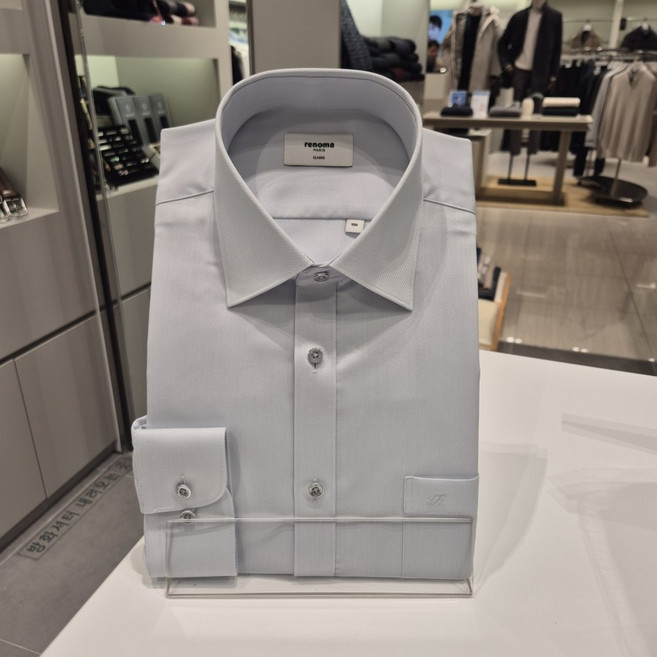 [AK수원점][레노마]텐셀 사선도비 구김이잘안가는 일반핏긴팔 남자셔츠RPSSG1022그레이
