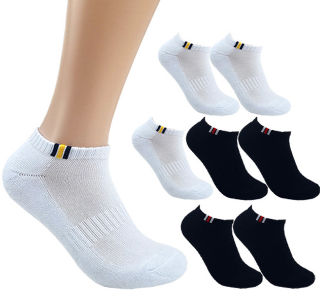 더베이직 남성용 국산 두꺼운 이중쿠션 포인트 스포츠 스니커즈 양말 8켤레, 화이트+블랙, 8개