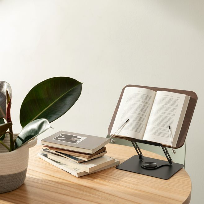 벨루니아 높이조절 360도회전 독서대 휴대용 책거치대, 블랙