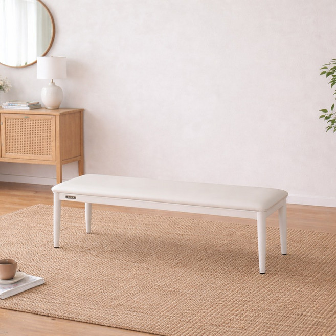 아우스 DC11 철제 벤치의자 디자인 식탁 벤치 의자 2인용 긴의자 3인용 카페벤치 식탁 벤치 의자 100, 1개, 화이트 120cm