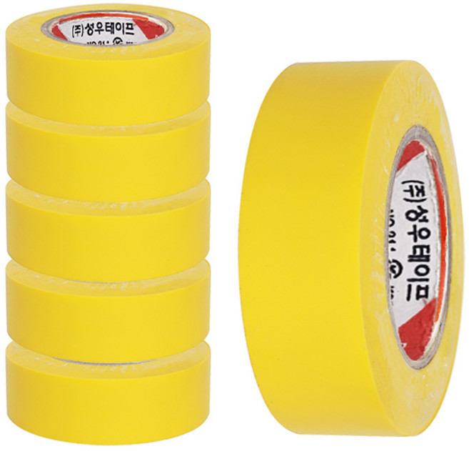 성우테이프 PVC 전기절연 테이프 1세트(옐로우), 6개