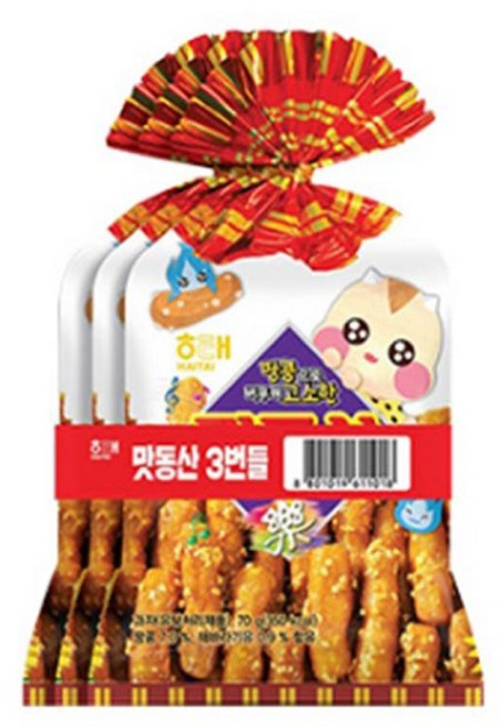 해태제과 맛동산 3번들 210g, 70g, 3개