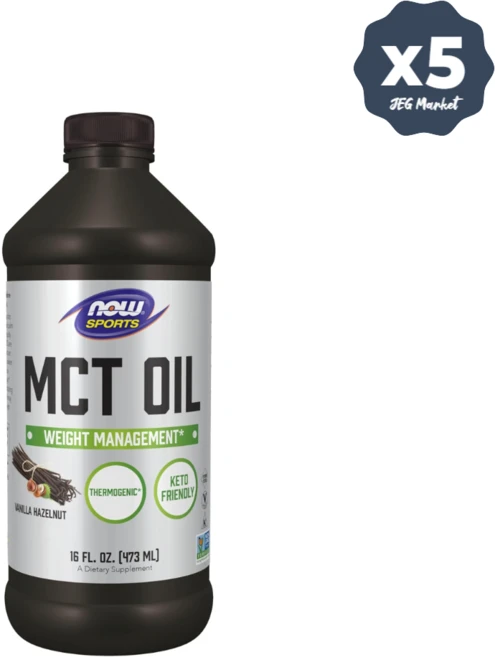 나우푸드 스포츠 MCT 오일 바닐라 헤이즐넛 16온스 x 5, 473ml - 쿠팡
