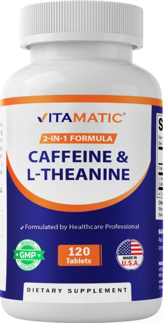 비타민 L-테아닌 200mg + 카페인 100mg - 채식 정제 120정, 1개, 120회분 - 쿠팡