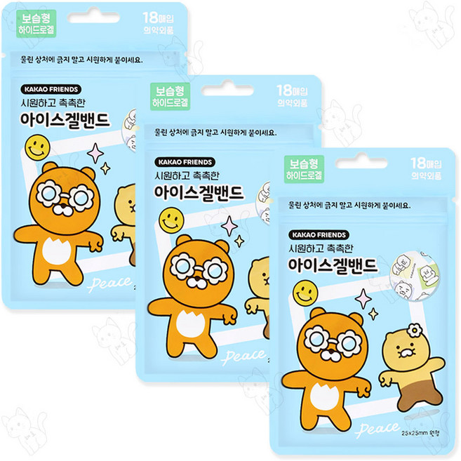 카카오프렌즈 아이스겔밴드 18매입, 3개, 라이언