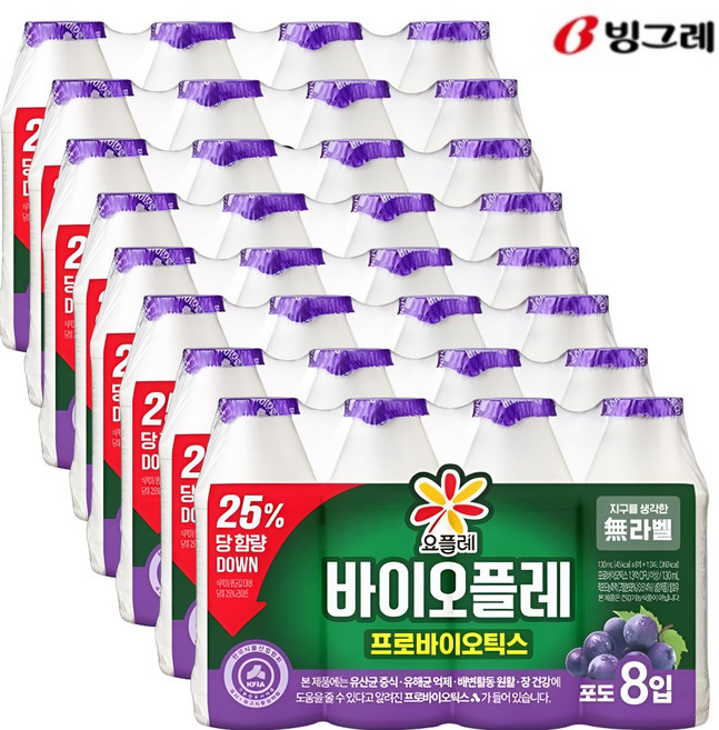 빙그레 바이오플레 포도 130ml 32개