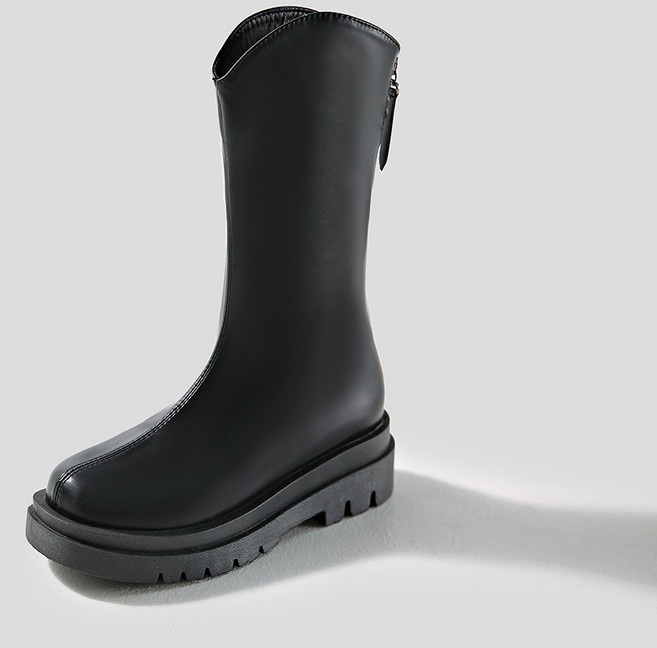 케이브 통굽 웨스턴 미들부츠(5cm)