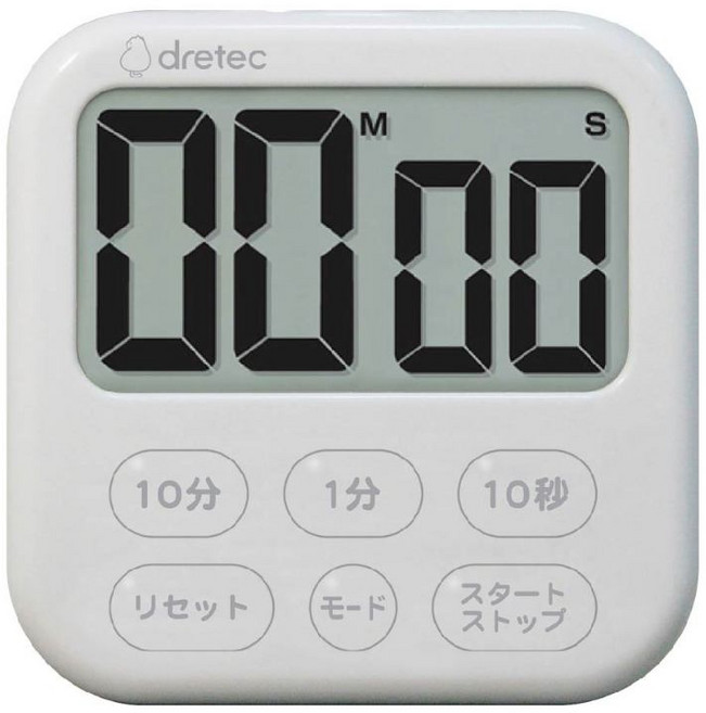 日本dretec 大螢幕時間定時器Shabon 6 日本按鍵 白色, 1個