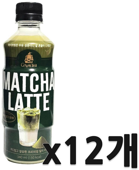 롯데 실론티 말차라떼, 12개, 340ml