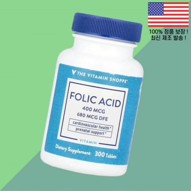 더 더비타민쇼피 엽산 폴레이트 폴릭 애씨드 680mcg DFE 300정 The Vitamin Shoppe Folic Acid 300 Tablets - 쿠팡