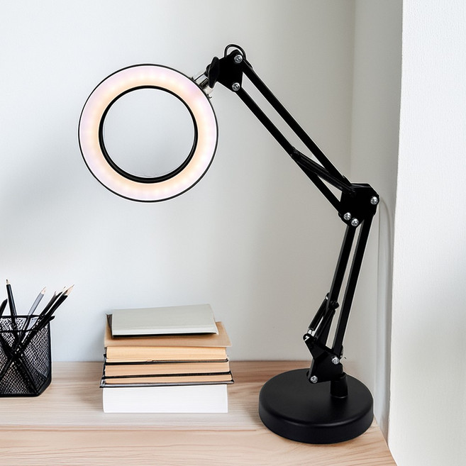 베노아르 링라이트 LED 2관절 조명 돋보기 트리플 스탠드 확대경, 1개