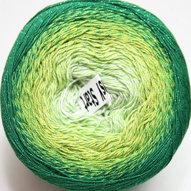 플라워 문라이트 더울 털실 뜨개 면혼방 케이크얀 나염사 복합 그라데이션, 3283녹색복합, 1개