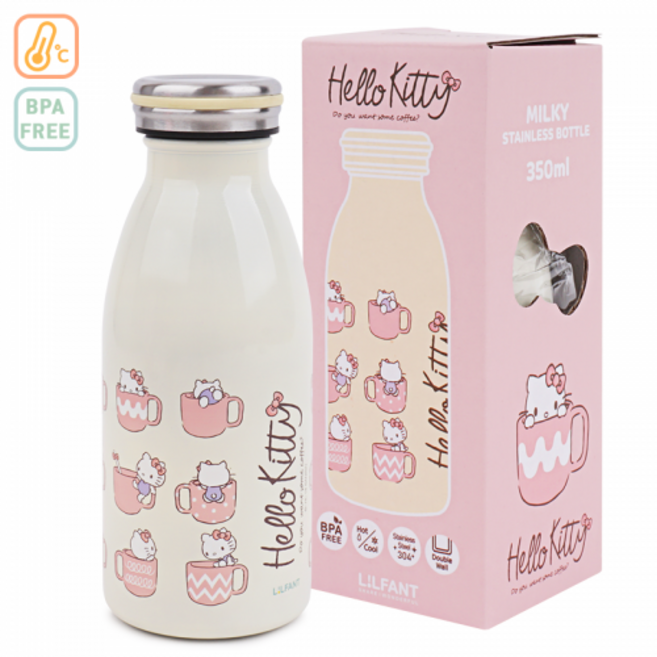 헬로키티 크림 밀키스텐보틀 350ml/스텐보온병