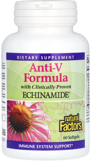 Natural Factors Anti-V Formula with Clinically Proven Echinamide 60 Softgels, 60 Count, 1개, 60정 - 쿠팡