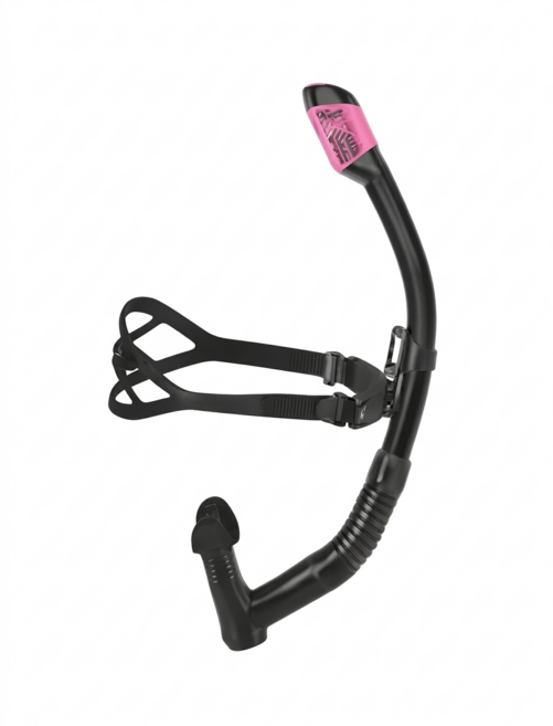 3-LIST 스윔리스트 센터 스노클 수영 교정용 드라이탑 초보스노클 휘슬형 풀드라이 회전식 실리콘 잠수 물놀이 스노클링 장비 + 매쉬가방(사은품), Black with Pink