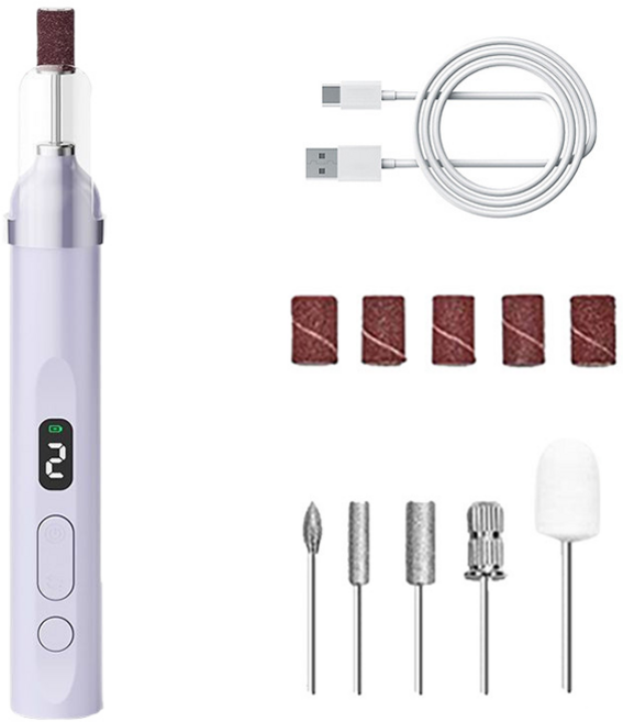 Keka 네일드릴+LED램프 멀티 네일 관리기 무선 휴대용 C타입 충전식, 1개, 퍼플