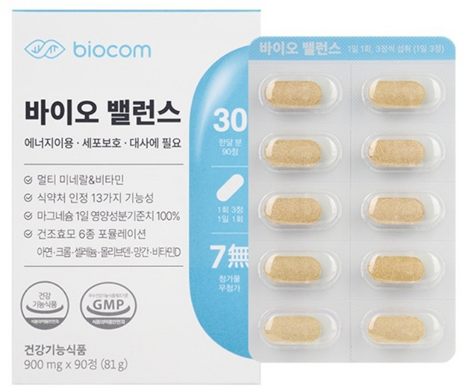 바이오밸런스 만성피로 영양제 멀티미네랄 활성산소 아연 셀레늄 크롬 마그네슘, 1개, 90정