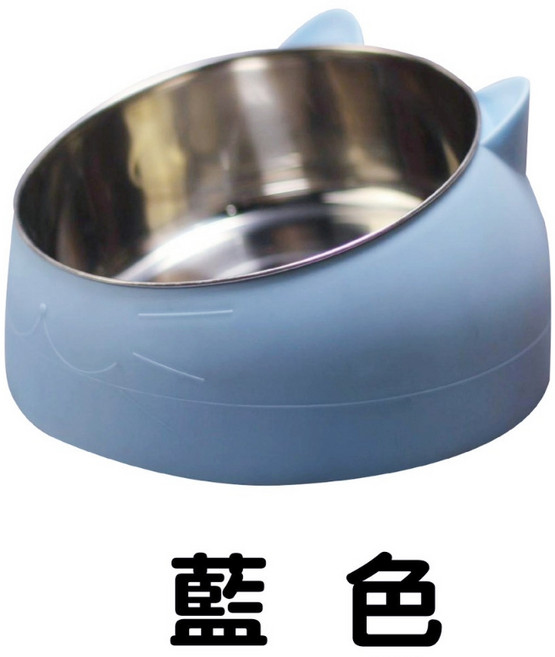 芋仔本舖 貓耳造型不鏽鋼寵物碗, 1個, 貓耳造型不鏽鋼寵物碗【藍色】