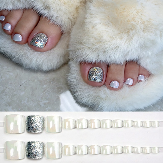 MoodroAll 셀프 네일 자석젤 패디팁 24p, 1개, 006. 레인보우 화이트