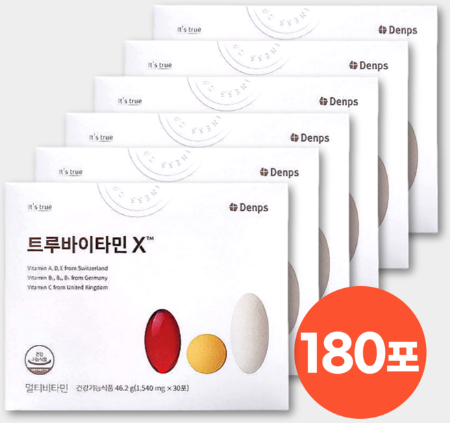 덴프스 트루바이타민X 편리한 한 팩 종합비타민 비타민B 에너지충전 활력, 46.2g, 6개
