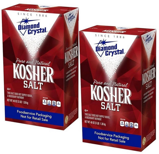 Diamond Crystal Kosher 천역 소금(레스토랑 팩) 3파운드 상자, [01] 3파운드(1팩), 2개, 1.36kg