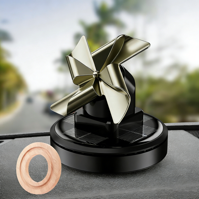 BIKASU 태양능 자동 회전 차량용 방향제 회전 디퓨저 차량용디퓨저 고급 새차선물, 1개, 블랙