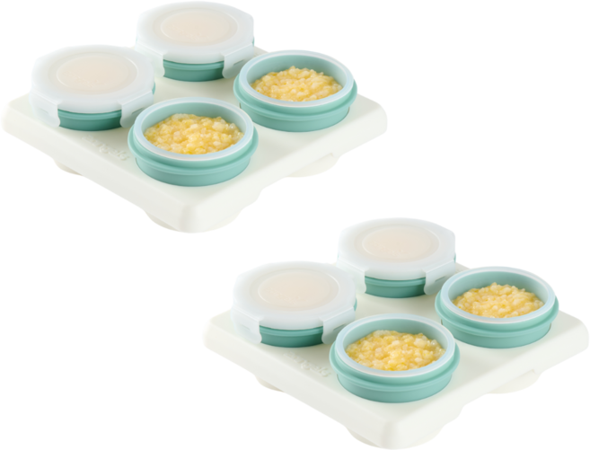 2angels矽膠副食品儲存杯 60ml 兩入組 德國LFGB認證 寶寶副食品儲存 可微波加熱, 夏葉綠, 2套