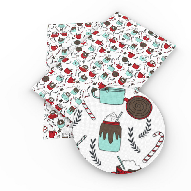 식품 주스 커피 비스킷 케이크 인쇄 합성 인조 가죽 시트 DIY 활 공예 선물 장식 비닐 20x33cm, 1068236, 1개