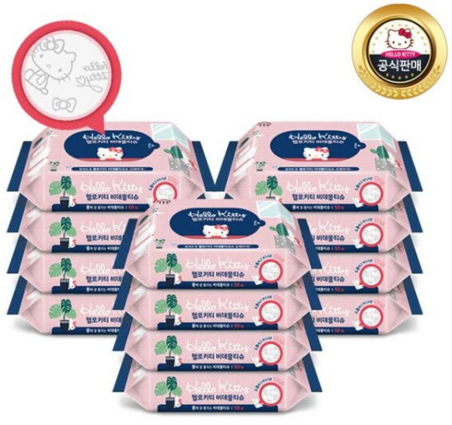 홈스웰 헬로키티 비데물티슈 50매 리필형 12팩