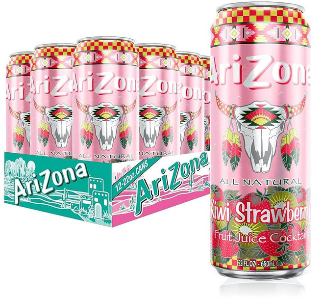아리조나 수박 과일 주스 칵테일 빅 캔 599.6ml22온스 12팩 ARIZONA, Kiwi 스트로베리, 650ml