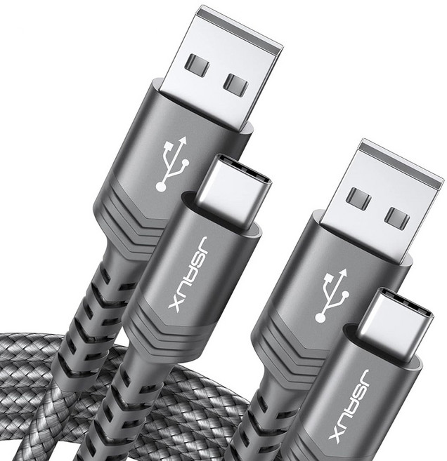 JSAUX USB A to C타입 고속 충전케이블 알루미늄 합금 케이블, 2개, 그레이, 2m