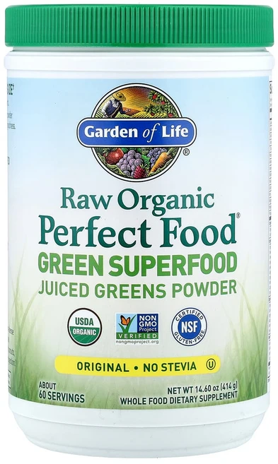 가든오브라이프 Raw Organic Perfect Food 그린 슈퍼푸드 녹즙 분말 오리지널 414g(14.6oz), One Color, 414g, 1개 - 쿠팡