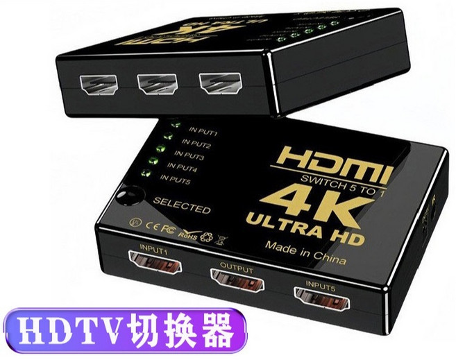 HDMI 5進1出切換器 4K Ultra HD 附遙控器, 1個