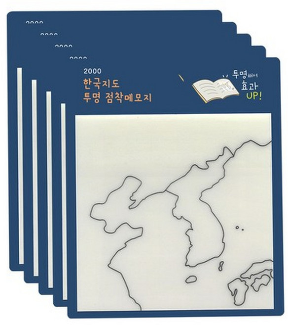핑크풋 2000 한국지도 점착 메모지 30매, 5개