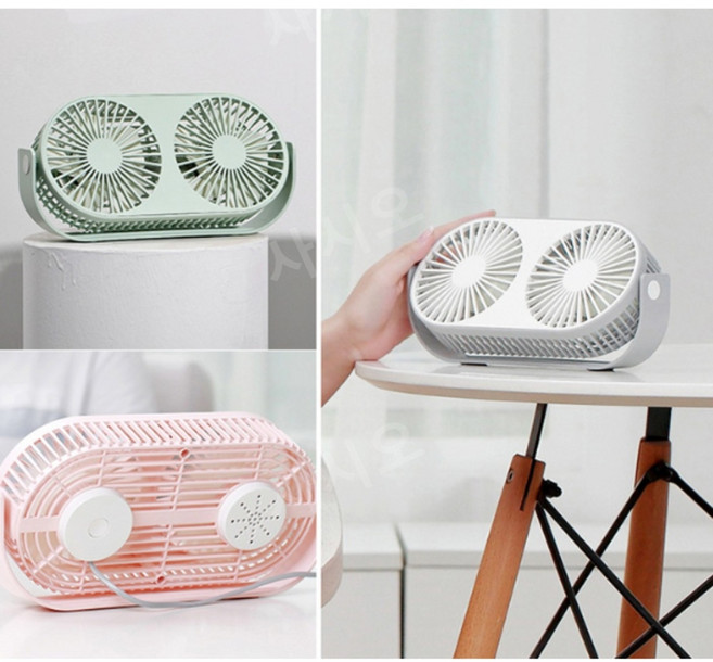 탁상용 USB 미니 무소음 KC인증 듀얼 강력 선풍기, 핑크