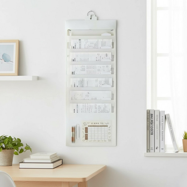 토모픽 벽걸이 서류 시험지 파일 정리 아코디언, 1개, 화이트