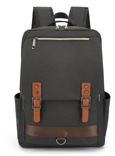 復古大容量電腦雙肩揹包 時尚男女旅行書包, 黑色