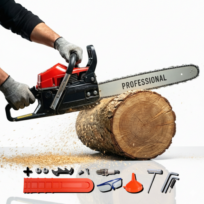 가솔린 엔진톱 20인치 98cc 휘발유 체인 톱 벌목, 1개