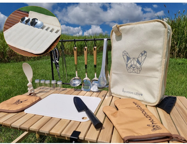 매드독캠프 28P 캠핑키친툴풀세트 조리주방 도구 양념통 국자 커트러리