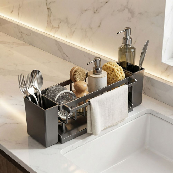 나몽제몽 45도물빠짐 수저건조대, 1개, 그레이