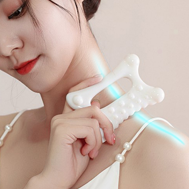 두피괄사 마사지기 종아리 셀프경락 승모근마사지 림프 바디 페이스 순환 지압 도구, 1개