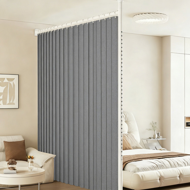 무타공 가림막 파티션 원룸공간분리 파티션 이동식 칸막이 원룸 사무실 주방 침실 행거 가림막 가로대 1.1-1.6m 세로대 2.1-3.1m, 멜란지그레이