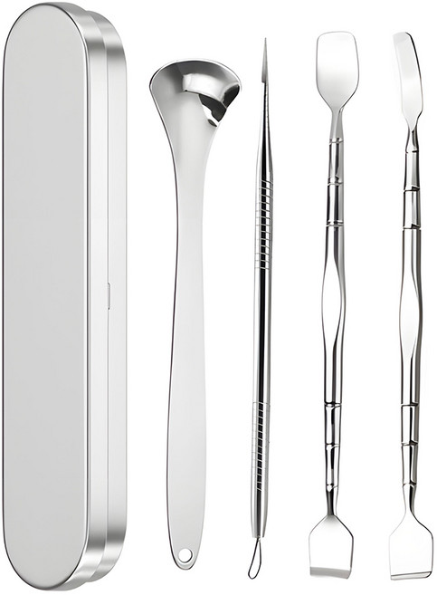 플러스리빙 피부관리도구 여드름 피지 압출기 4종세트, 1개, 실버