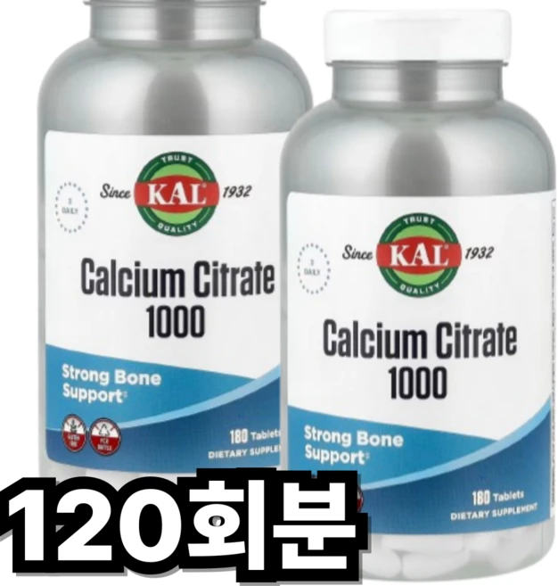 Kal 칼슘 시트레이트 1000 타블렛, 120회분, 1개 - 쿠팡